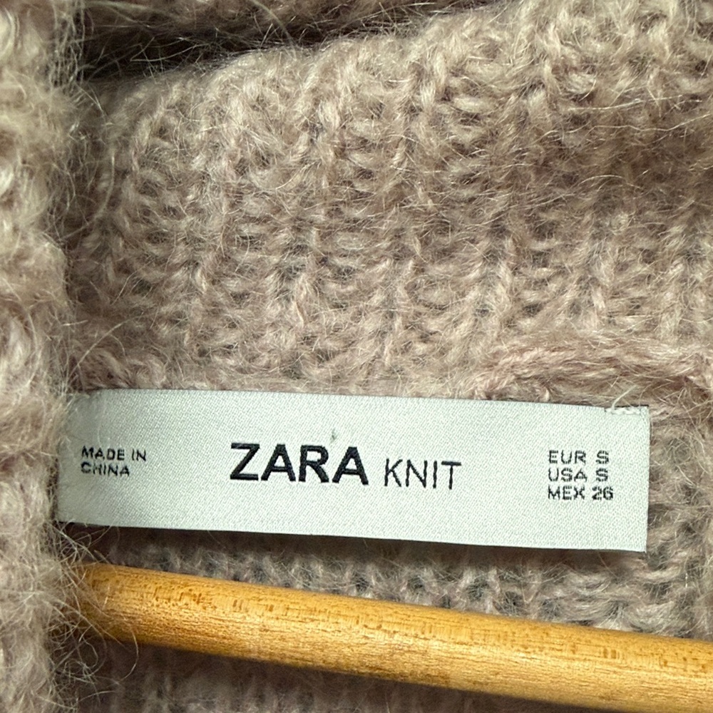 ZARA Cozy Cable Knit Turtleneck Sweater Sz‎ Small Chunky Winter Fisherman Heavy - Picture 3 of 8